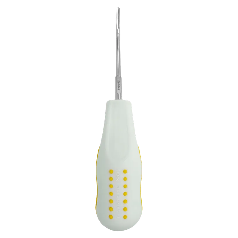 Luxating Elevator 3 mm Curved Backward - Light Yellow Silicone Handle - Equate Instruments
