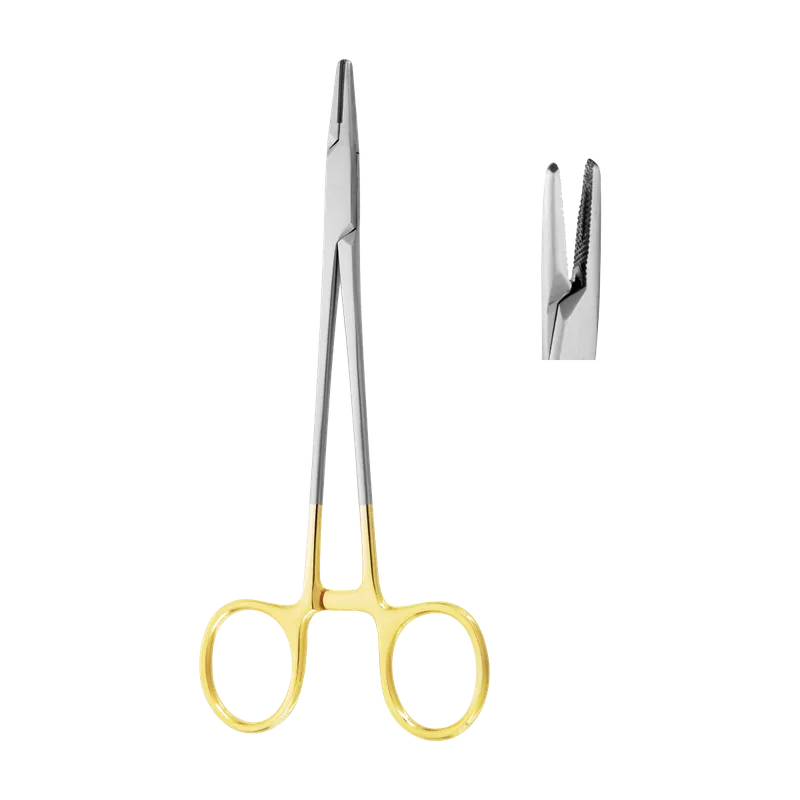 Mayo-Hegar Needle Holder 16 cm - Tungsten Carbide, Gold Rings - Equate Instruments