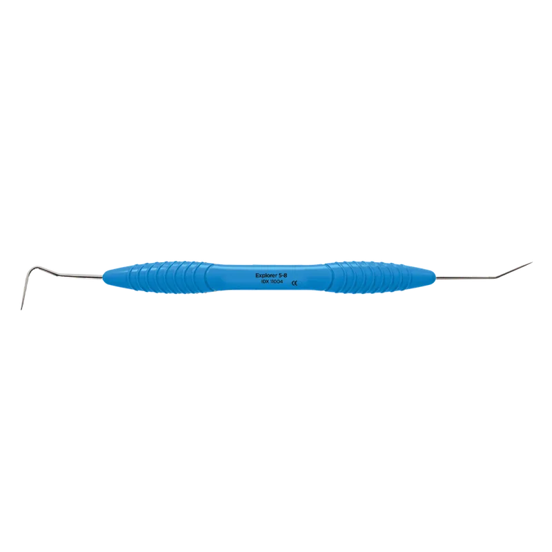 Explorer 5-8 - Double-Ended Dental Explorer with Blue Ergonomic Handle - Equate Instruments
