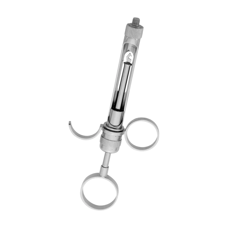 3-Ring Aspirating Syringe Stainless Steel 2.2 ml - EU Needle (Open Thumb Ring) - Equate Instruments