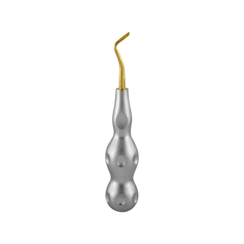 Extraction Elevator 3 mm Left, Gold-Coated Tip - Dimpled Bulbous Stainless Handle - Equate Instruments