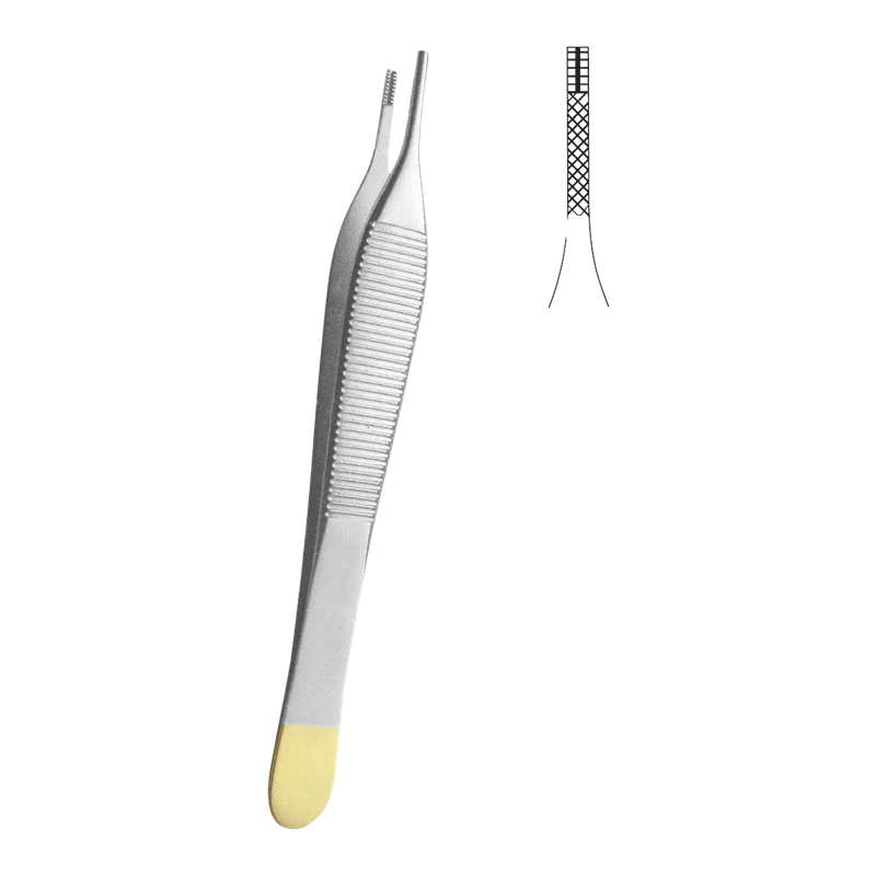 Adson-Brown 9:9 Teeth Tissue Tweezer 12 cm - Tungsten Carbide Gold - Equate Instruments