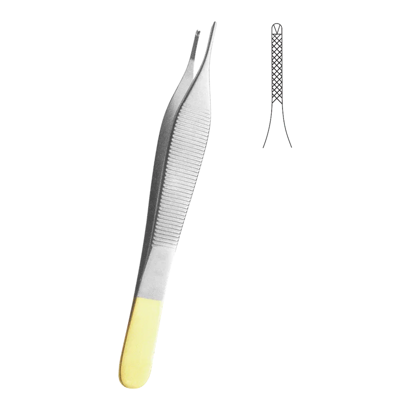 Adson 1:2 Teeth Tissue Tweezer 12 cm - Tungsten Carbide Gold - Equate Instruments
