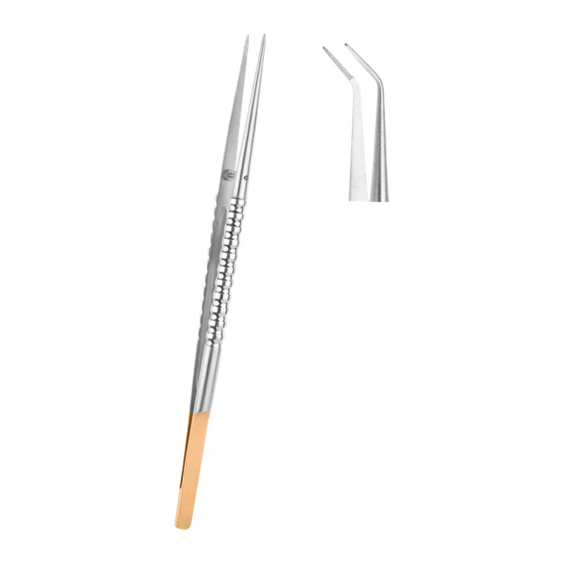 Serrated-Tip Curved Microsurgical Tweezer 18 cm - Equate Instruments