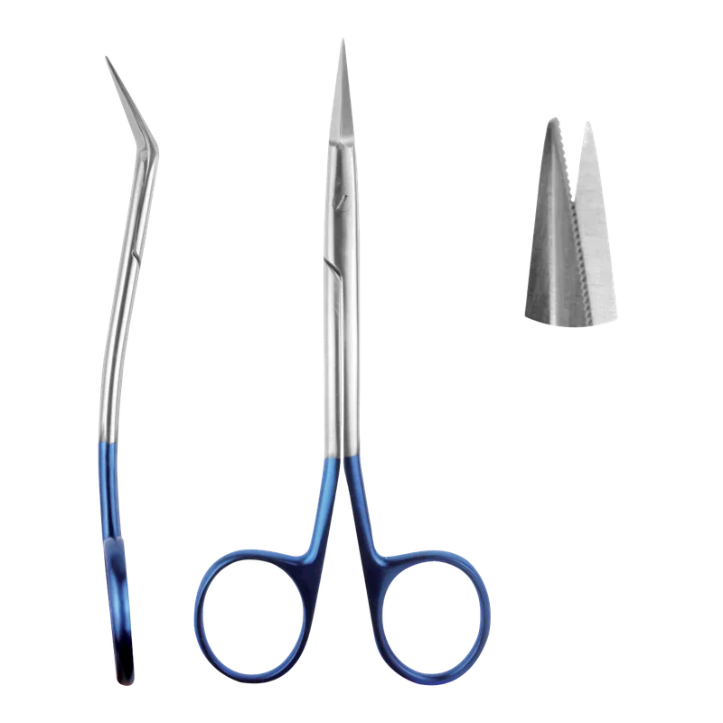 Dean Serrated Double-Curved Scissors 13.5cm - Titanium Plasma Blue - Equate Instruments