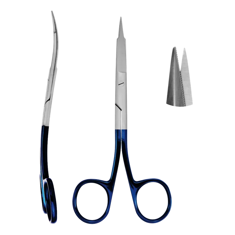 Goldman-Fox Serrated Double-Curved Scissors 13.5cm - Titanium Plasma Blue - Equate Instruments