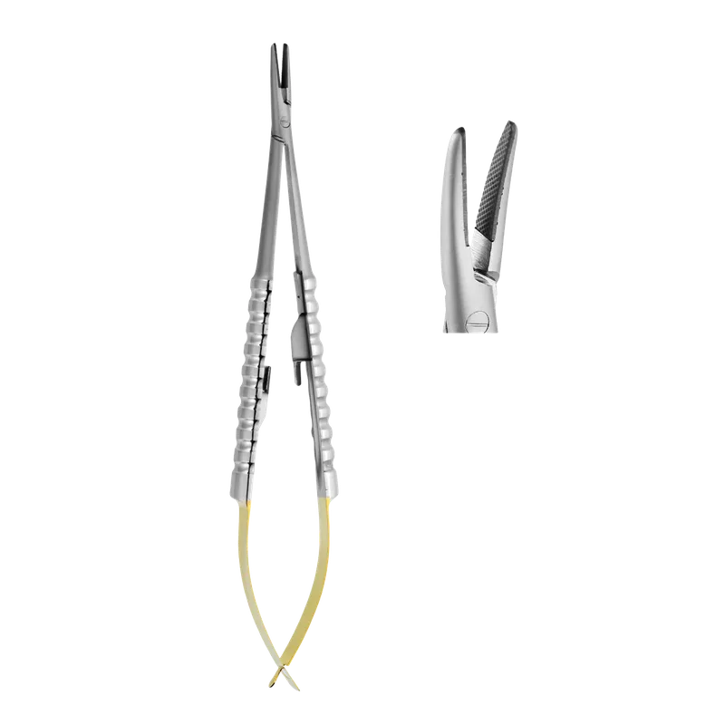 Castroviejo Needle Holder Curved 5-0 to 7-0 18cm TC Gold - Equate Instruments