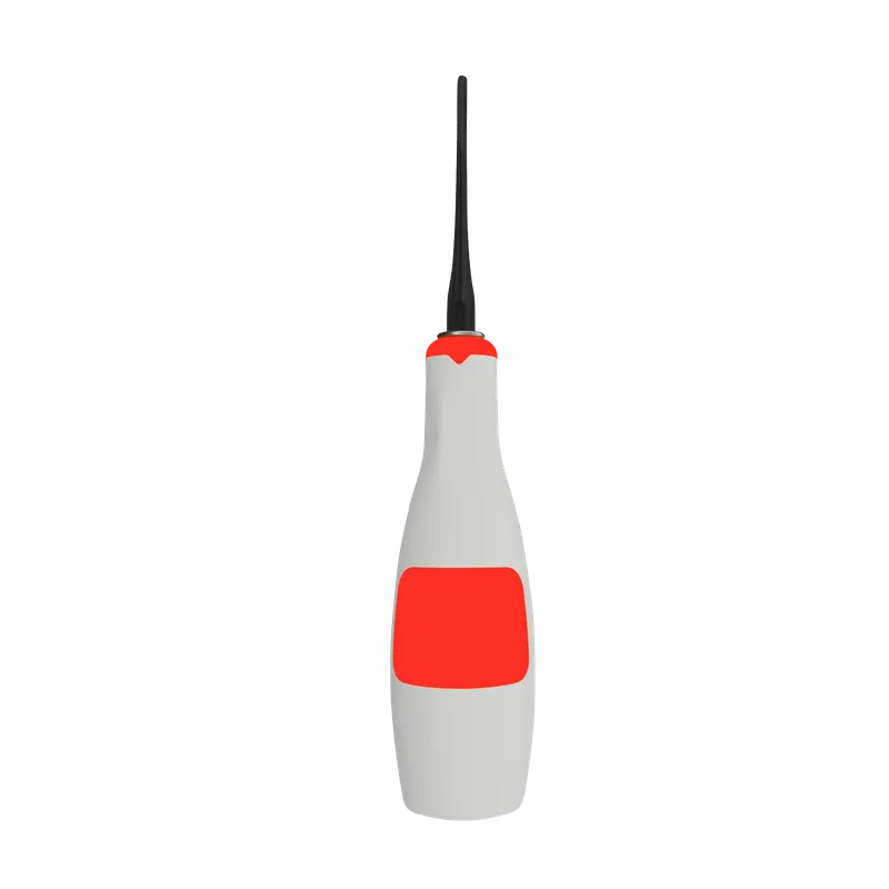 Fig. 06 Lindo-Levian Root Elevator 2.3 mm with Titanium-Coated Tip and Red Silicone Handle - Equate Instruments
