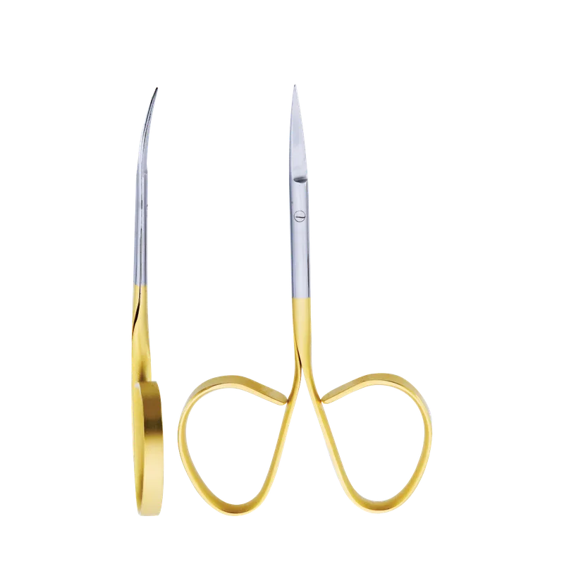 Micro Scissors Iris TC Curved 10.5cm, 30mm Blade, Single-Serrated - Equate Instruments