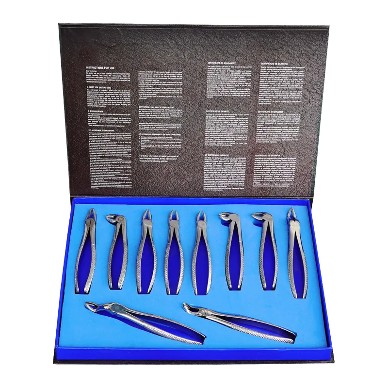 Micro Adult Extraction Forceps Set of 10 with Full-Serrated Handles - Equate Instruments