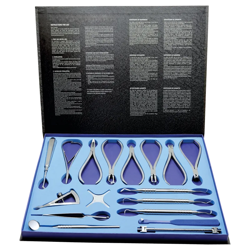 Orthodontic Instrument Kit of 17 with Mirror, Pliers, and Gauges - Equate Instruments